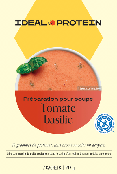 Préparation pour soupe à saveur de tomate et basilic